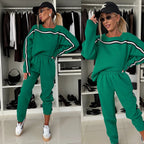Women's Casual Jogging Suit with Modern Cut and Side Stripes
