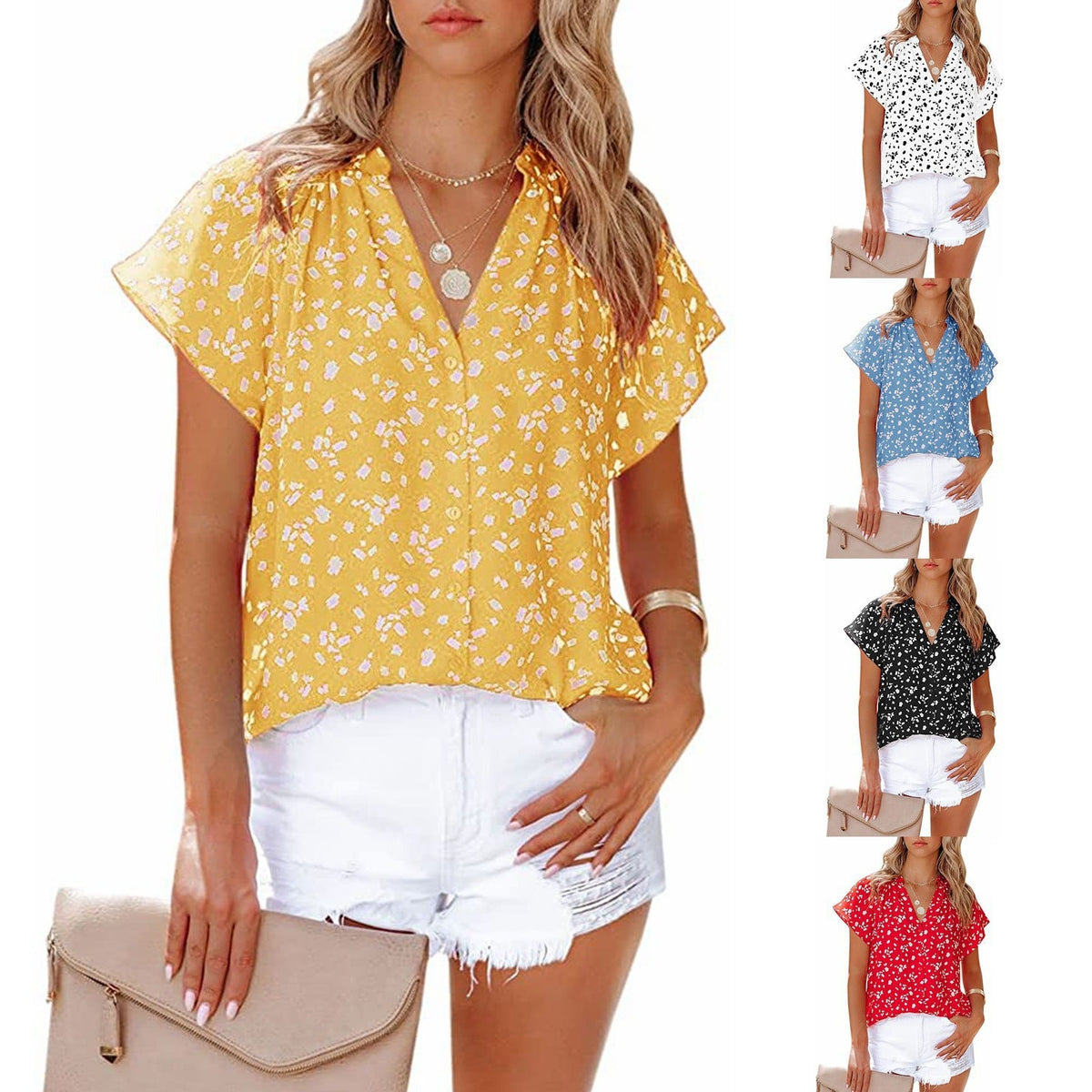 Women's Blouse with Floral Pattern and Casual Cut