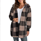 Women's Long Plaid Coat in Soft Material