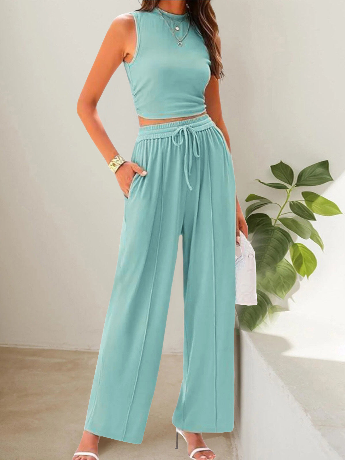Casual Women's Two-Piece Set with High Comfort and Wide Cut