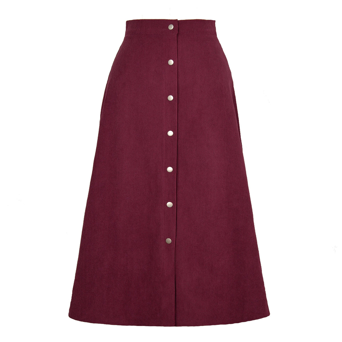 Women's Long Corduroy Skirt with Button Placket