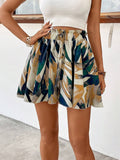 Women's Fashionable Mini Skirt with Elastic Waistband and Unique Art Design