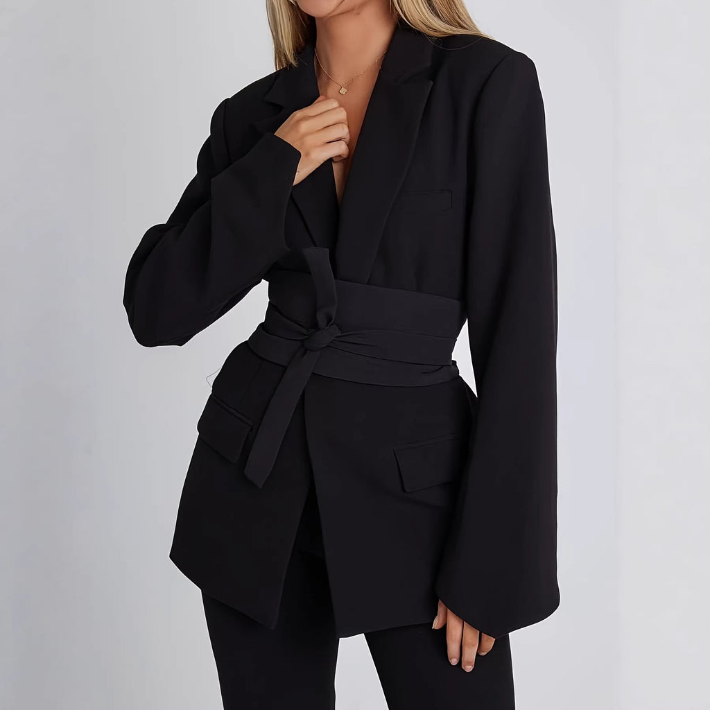 Women's Elegant Blazer with Tailored Cut and Belt