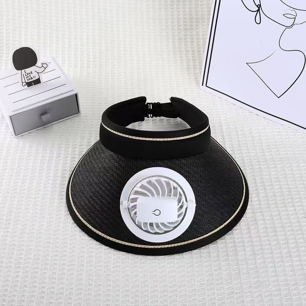 Breathable Sun Visor with Detachable Front Fan and Adjustable Neck Strap