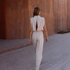 Elegant High-Neck Wide Leg Jumpsuit