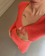 Women's Knitted Crop Top and Maxi Skirt Set