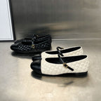 Women's Ballet Flats with Elegant Quilting and Decorative Strap