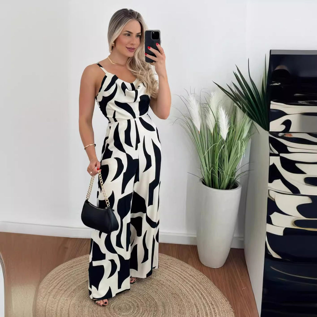 Women's Jumpsuit with Elegant Cowl Neck and Wide Leg