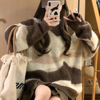 Women's Chunky Knit Sweater with Fashionable Stripe Pattern and Casual Fit