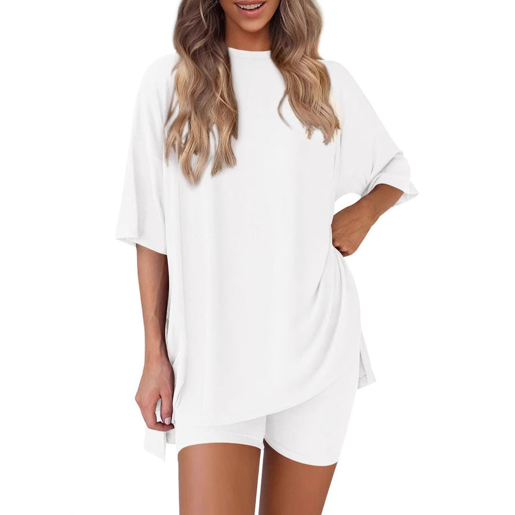 Women's Casual Lounge Set with Oversized Top and Shorts