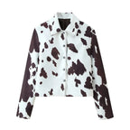Women's Cropped Animal Print Faux Leather Jacket