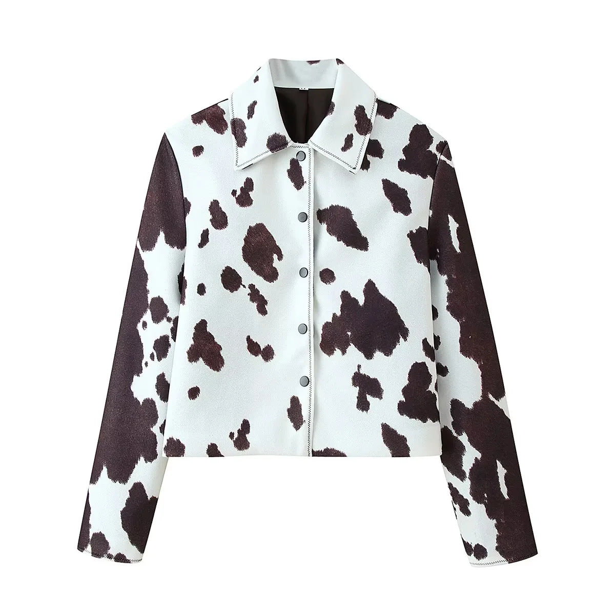 Women's Cropped Animal Print Faux Leather Jacket