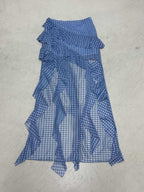 Women's Maxi Skirt with Ruffle Details and Gingham Pattern