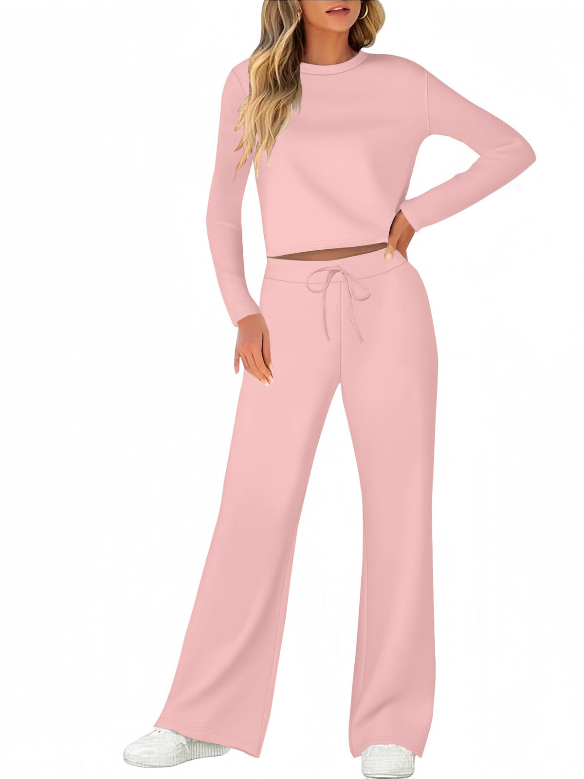 Women's Comfortable Lounge Set with Wide Cut and Long Sleeves
