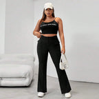 Women's Flared Pants with Practical Side Pockets and Elastic Waistband