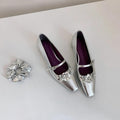 Women's Ballet Flats with Floral Appliqués and Glossy Finish