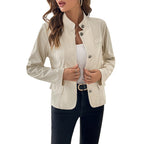 Elegant and Casual Jacket with Stand-Up Collar