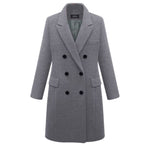 Women's Elegant Double-Breasted Wool Coat with Pockets