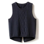 Women's Sleeveless Cable Knit Vest with Modern Details
