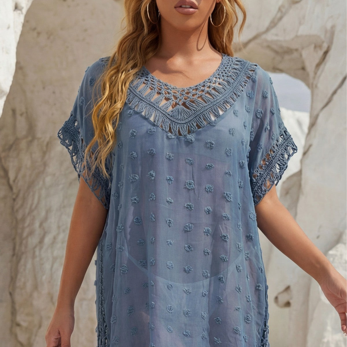 Women's Airy Beach Overall with Crochet Details