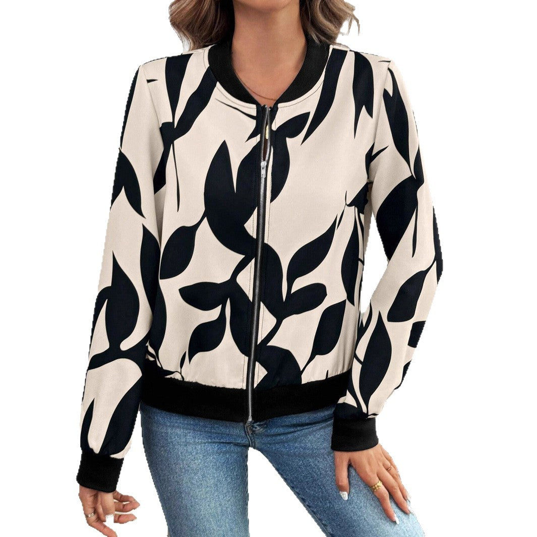 Women's Bomber Jacket with Floral Print
