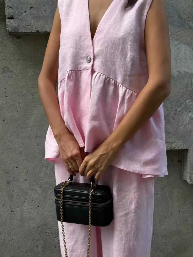 Women's Airy Two-Piece Linen Blend Set