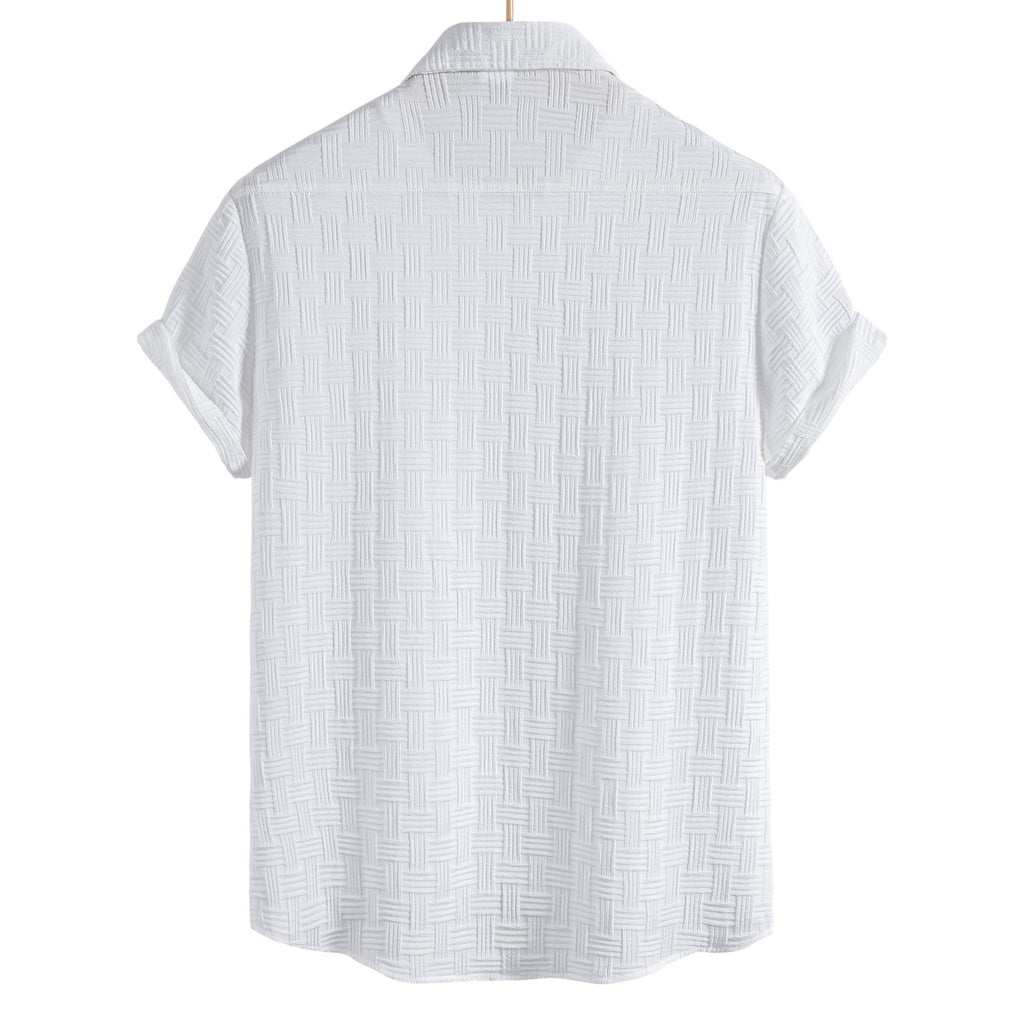 Women's Short Sleeve Shirt with Textured Pattern