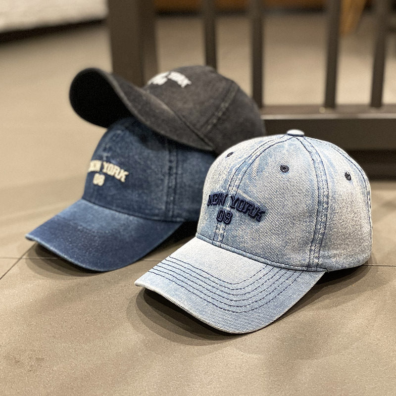 Men's Distressed Denim Style Baseball Cap