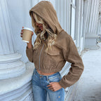Women's Corduroy Jacket with Practical Zipper and Modern Pockets
