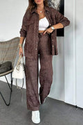 Women's Casual Blouse and Pants Set in Soft Material with Special Textures