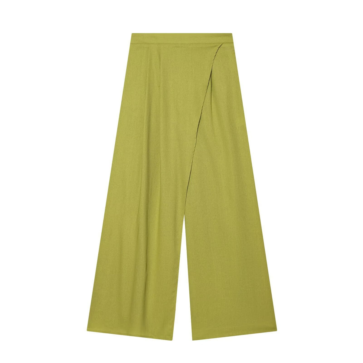 Women's Elegant Wide-Leg High-Waisted Trousers with Asymmetric Cut