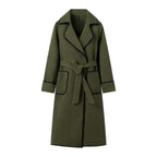 Elegant Transitional Jacket with Decorative Belt and Pockets