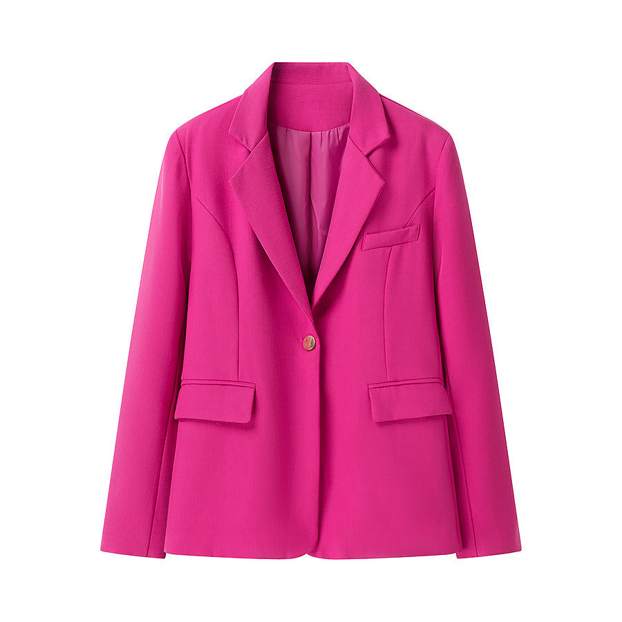 Women's Elegant Blazer Jacket with Textured Design and Practical Pockets