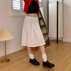Women's Midi Skirt with Playful Polka Dot Pattern and Elegant A-Line