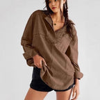 Women's Denim Shirt with Detailed Stitching