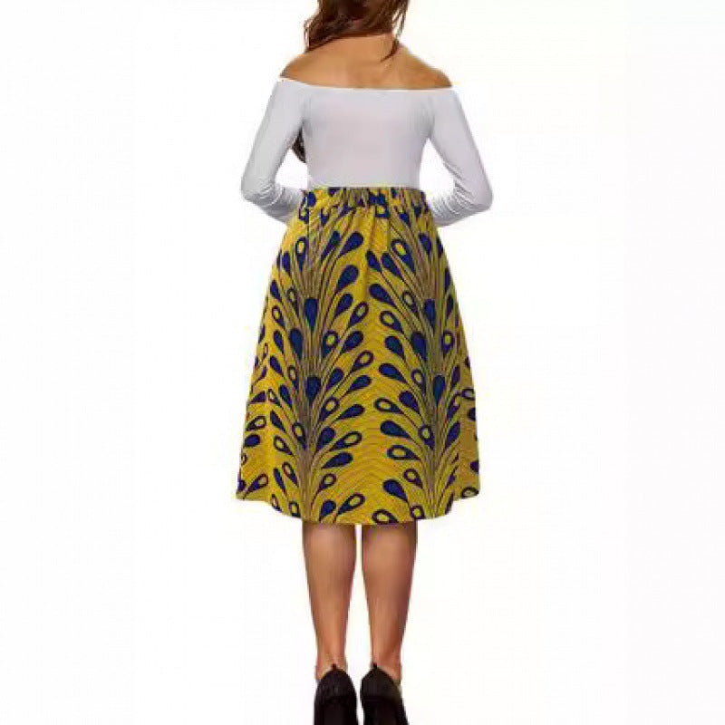 Floral Midi Skirt with Elastic Waistband