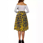 Floral Midi Skirt with Elastic Waistband