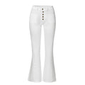 Women's High-Waisted Flared Jeans with Decorative Buttons