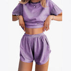 Women's Casual Striped Set with Wide T-Shirt and Shorts