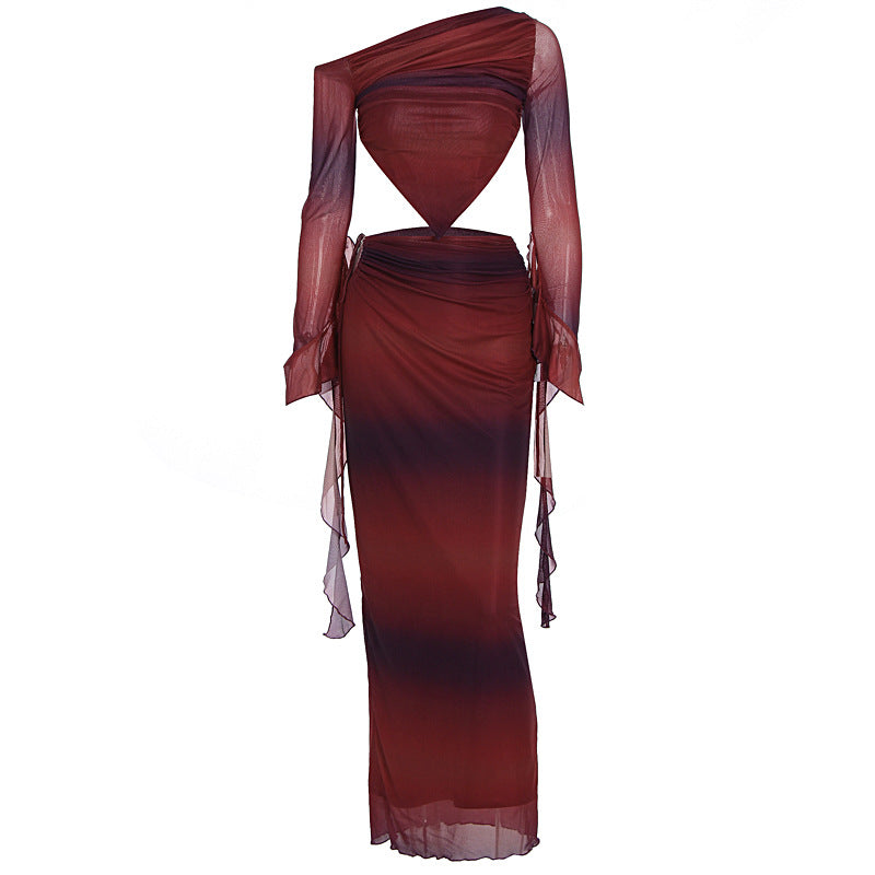 Women's Asymmetrical Maxi Dress with Cut-Outs