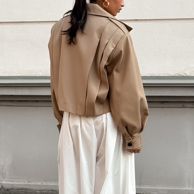 Women's Cropped Jacket with Dropped Shoulders