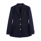 Women's Elegant Plaid Blazer with Gold Buttons