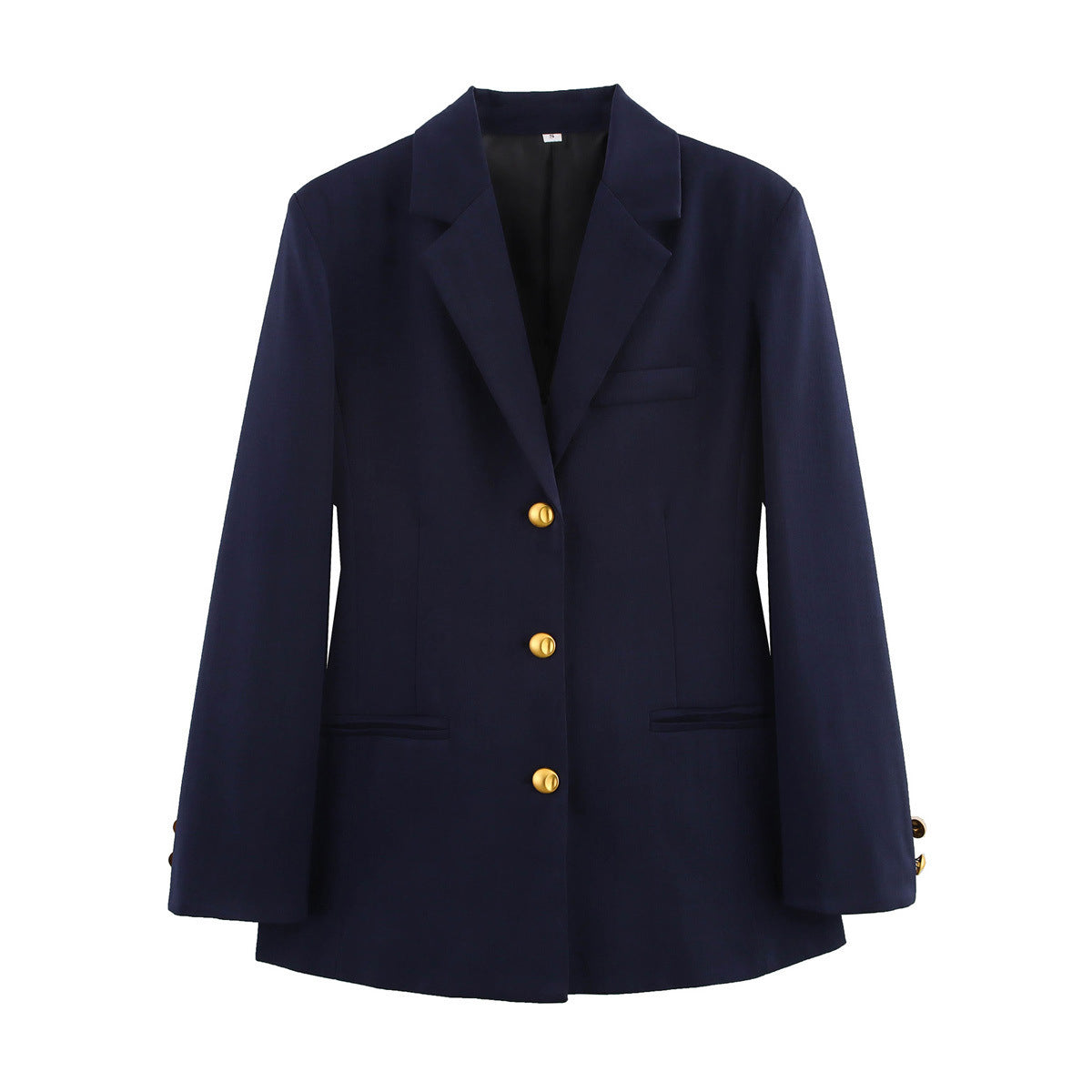 Women's Elegant Plaid Blazer with Gold Buttons