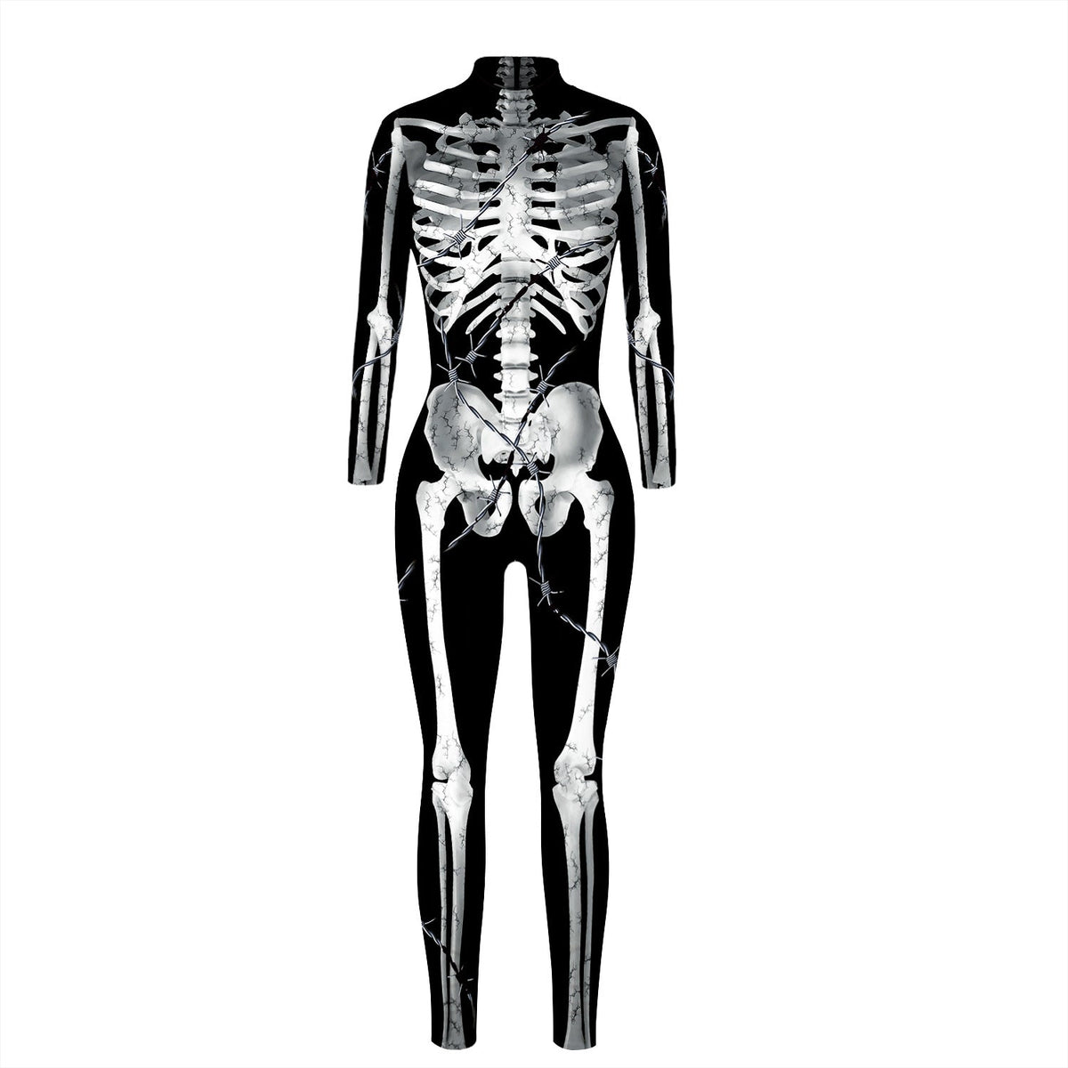 Women's Full-Body Suit with Glowing Skeleton Design