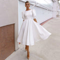 Women's A-Line Dress with Puff Sleeves and Fitted Waist