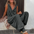 Casual Women's Jumpsuit with Button Closure and Side Pockets