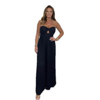 Elegant Jumpsuit with Deep Neckline and Pleated Details