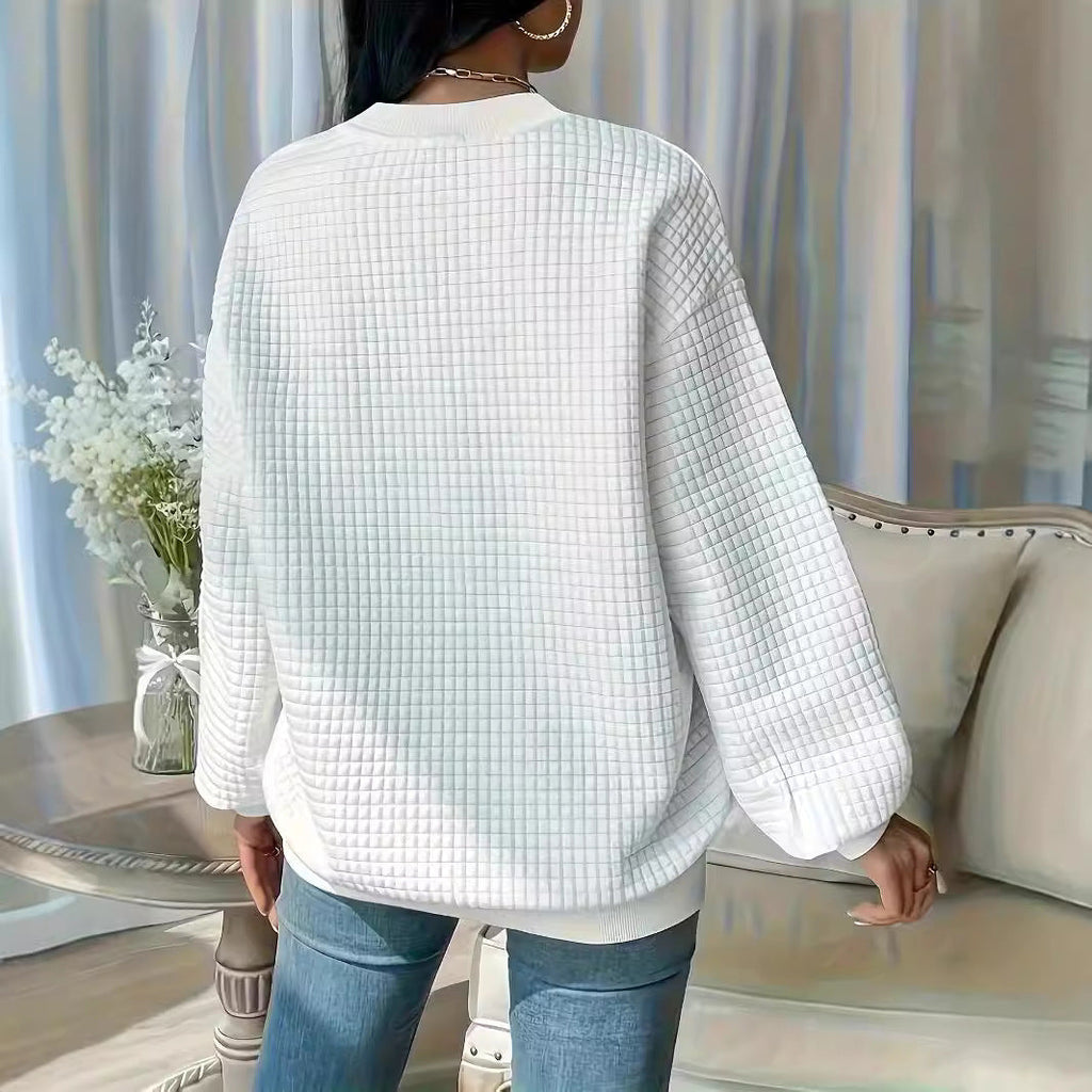 Women's Casual Oversized Sweater with Textured Design