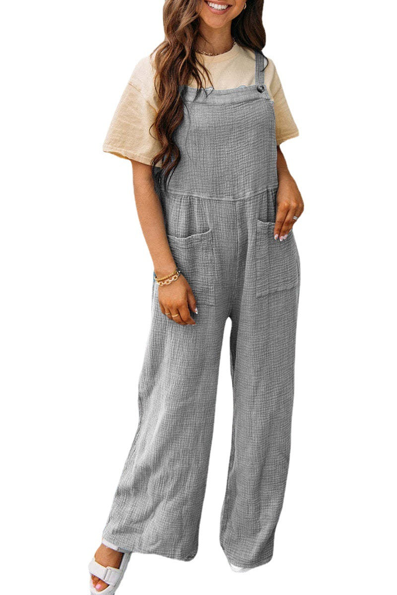 Women's Casual Jumpsuit with Wide Cut and Pockets
