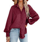 Elegant Blouse with Ruffles and Relaxed Fit